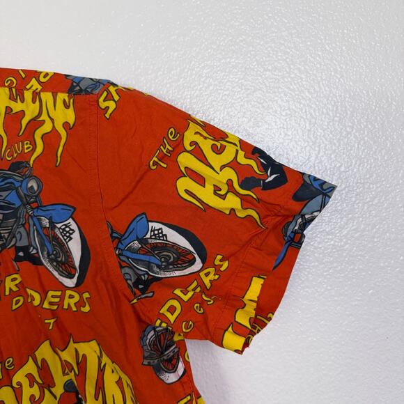 Shredders Digest Shirt Mens Size Medium Red Short Sleeve Button Motorcylce Skull - Picture 4 of 10